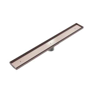 Nero Tile Insert V Channel 800x 106mm Floor Grate 80mm Outlet Brushed Bronze - NRFG012HSBZ