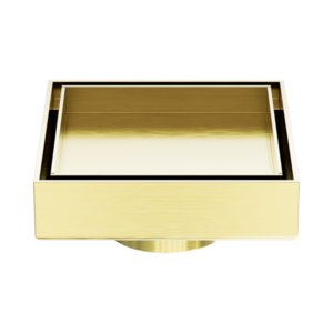 Nero 100mm Square Tile Insert Floor Waste 50mm Outlet Brushed Gold - NRFW006BG