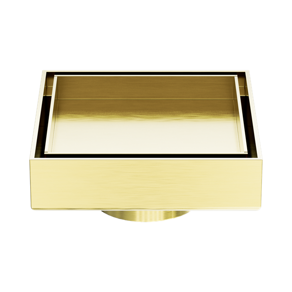 Nero 100mm Square Tile Insert Floor Waste 50mm Outlet Brushed Gold - NRFW006BG