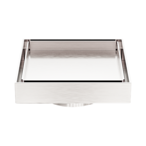 Nero 130mm Square Tile Insert Floor Waste 80mm Outlet Brushed Nickel - NRFW007BN