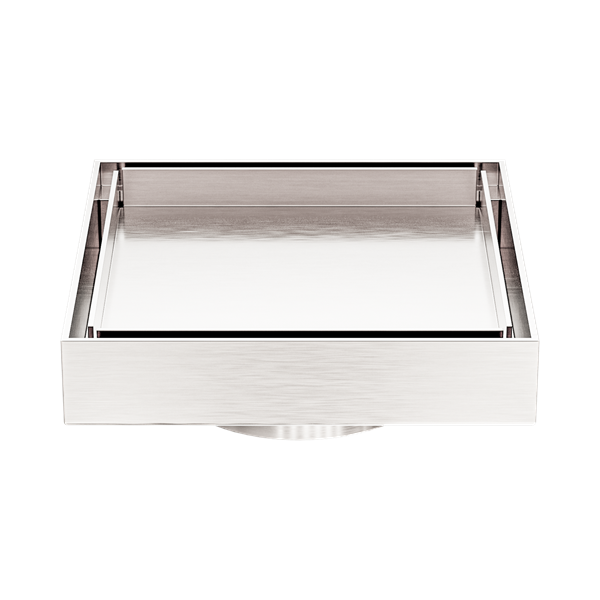 Nero 130mm Square Tile Insert Floor Waste 80mm Outlet Brushed Nickel - NRFW007BN