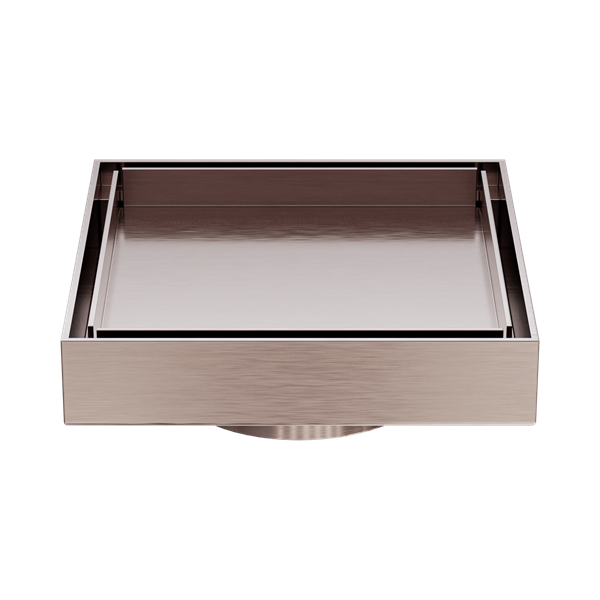 Nero 130mm Square Tile Insert Floor Waste 80mm Outlet Brushed Bronze - NRFW007BZ