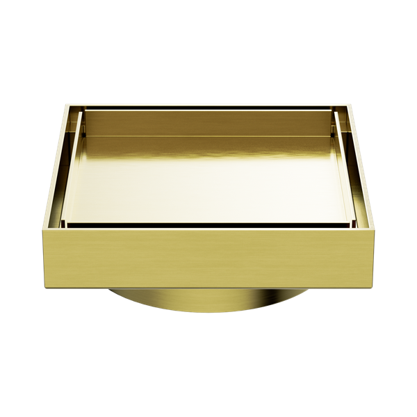 Nero 130mm Square Tile Insert Floor Waste 100mm Outlet Brushed Gold - NRFW008BG