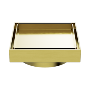 Nero 100mm Square Tile Insert Floor Waste 80mm Outlet Brushed Gold - NRFW009BG