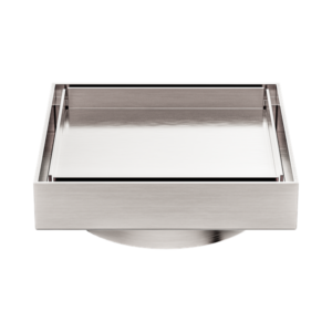 Nero 100mm Square Tile Insert Floor Waste 80mm Outlet Brushed Nickel - NRFW009BN