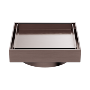 Nero 100mm Square Tile Insert Floor Waste 80mm Outlet Brushed Bronze - NRFW009BZ