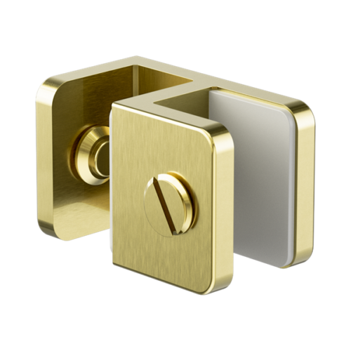 Nero Over-Panel Glass To Glass Fitting 10mm Glass Brushed Gold - NRSH201aBG