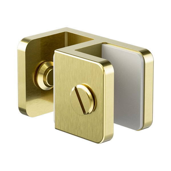 Nero Over-Panel Glass To Glass Fitting 10mm Glass Brushed Gold - NRSH201aBG