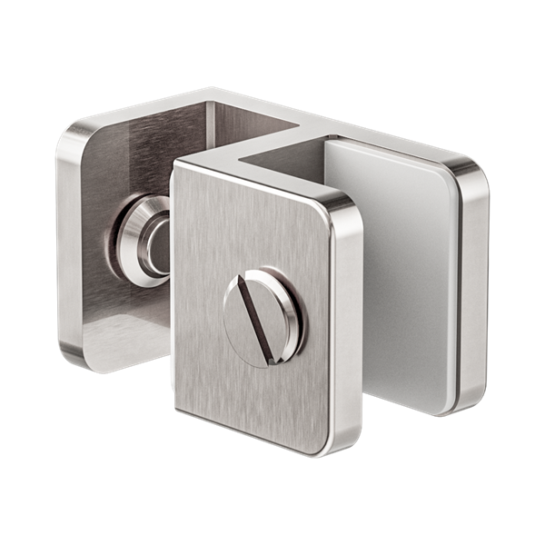 Nero Over-Panel Glass To Glass Fitting 10mm Glass Brushed Nickel - NRSH201aBN