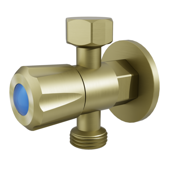 Amoza DN1515x 15x 15mm 1/4Turn C/D Three Way Stop Tap With Cover Plate - Brushed Gold - TH403BG