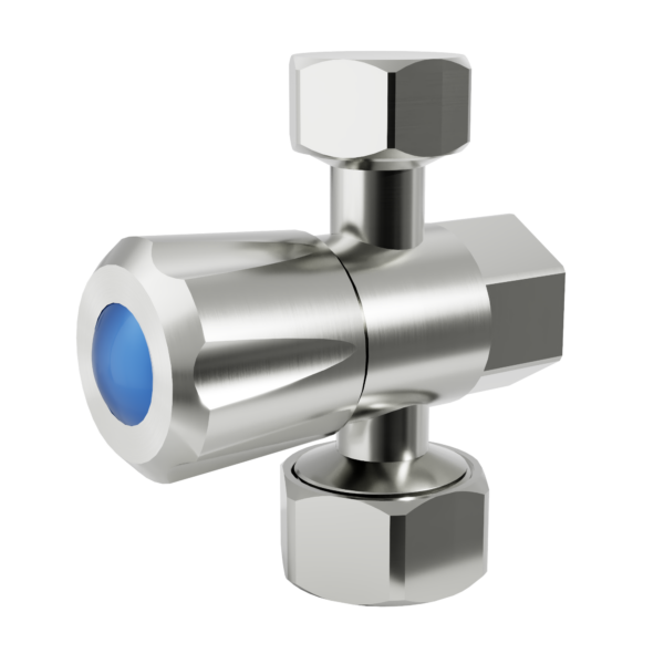 Amoza DN1515x 15x 20mm 1/4Turn C/D Three Way Stop Tap - Brushed Stainless Steel - TH405