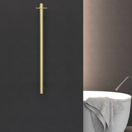 Created using Luxion Technology (luxion.com) Bad und Küche Rund Vertical Heated Towel Rail With Double Hook - BKHTRV1