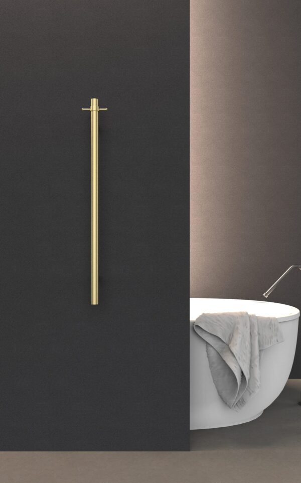 Bad und Küche Rund Vertical Heated Towel Rail With Double Hook - BKHTRV1
